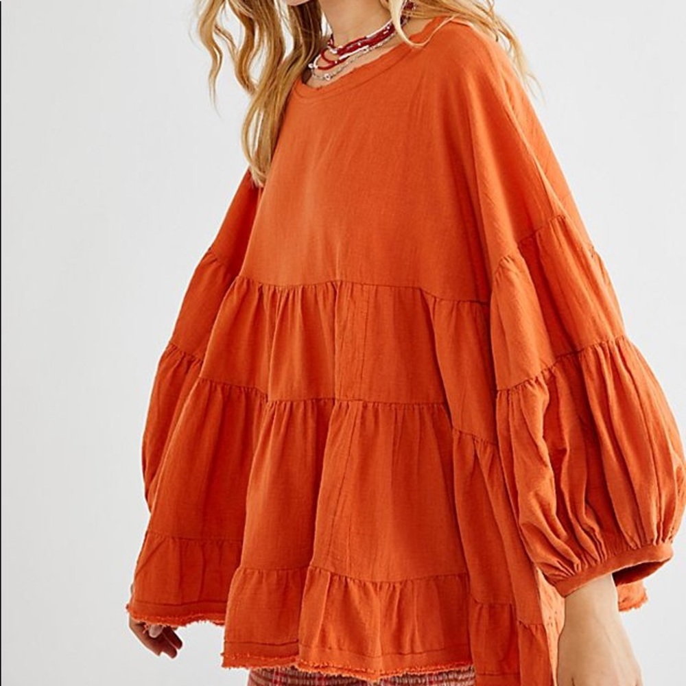 Free People Orange Briana Top